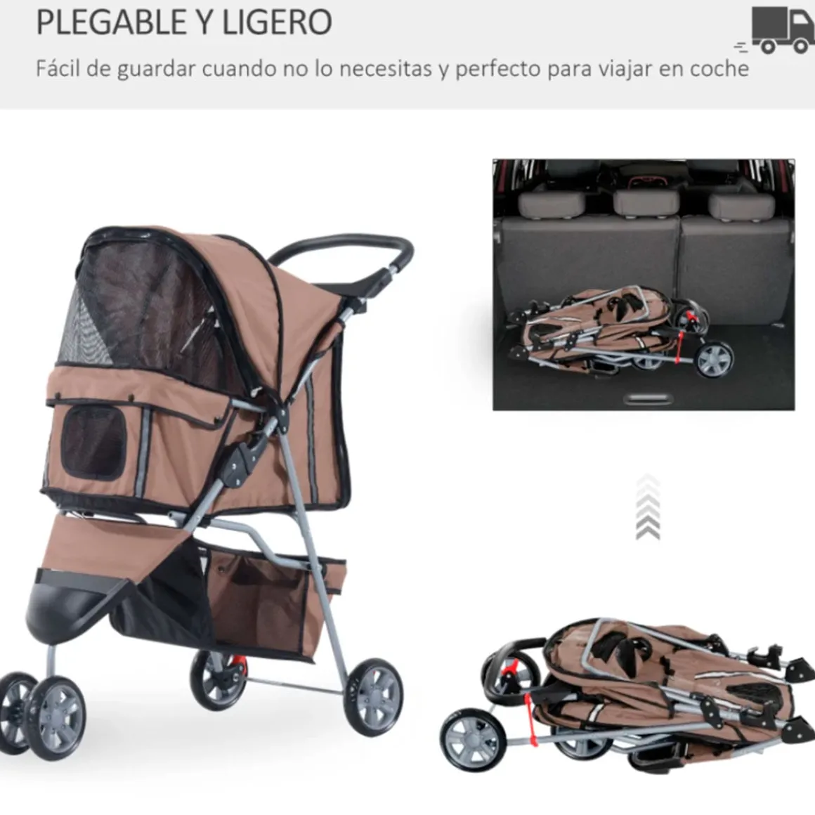 Cochecito PawHut para mascotas plegable con ruedas 97x45x75 cm