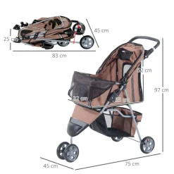 Cochecito PawHut para mascotas plegable con ruedas 97x45x75 cm