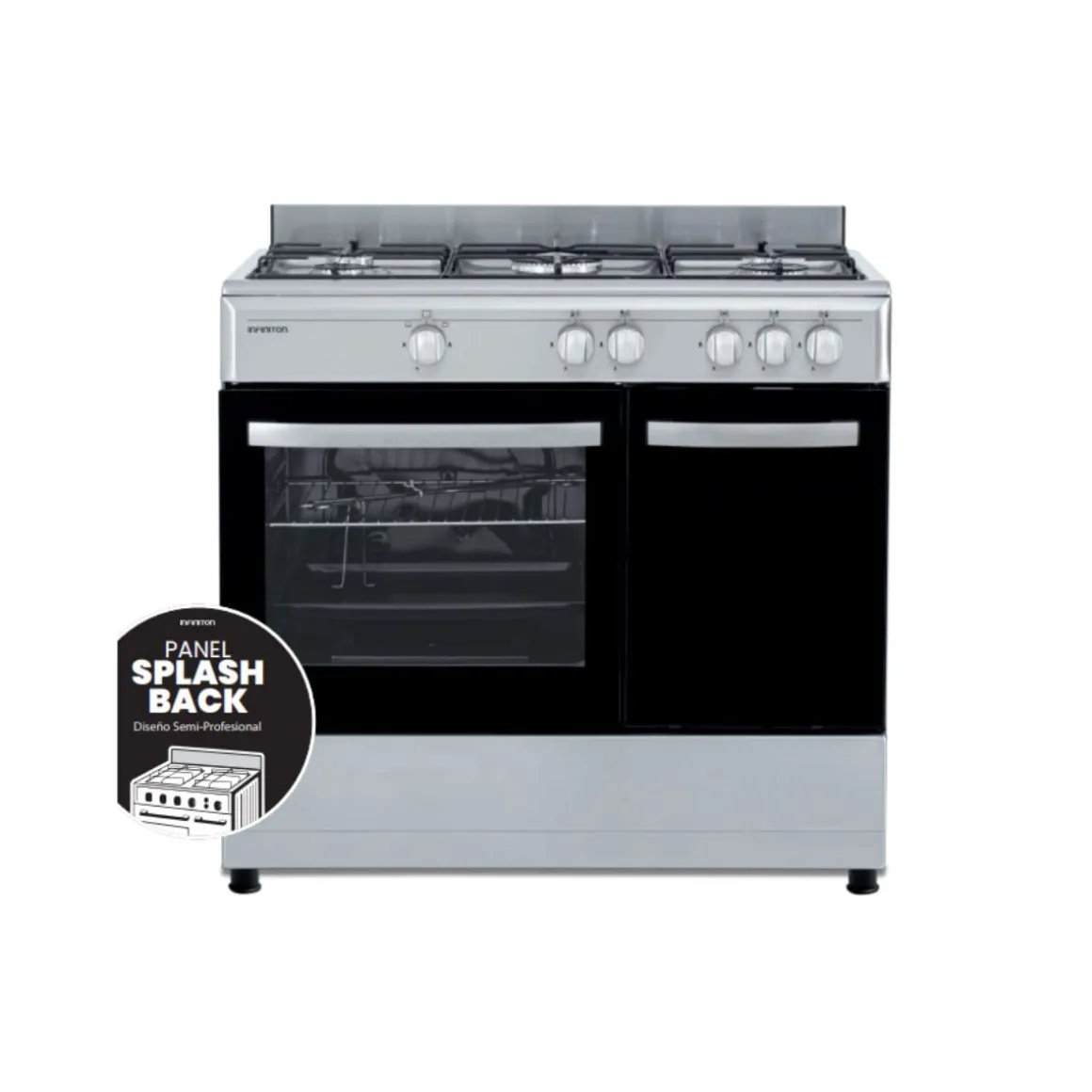 Cocina de gas con horno Infiniton CC9162XPB 5 fogones 60L inox 78x89x60 cm