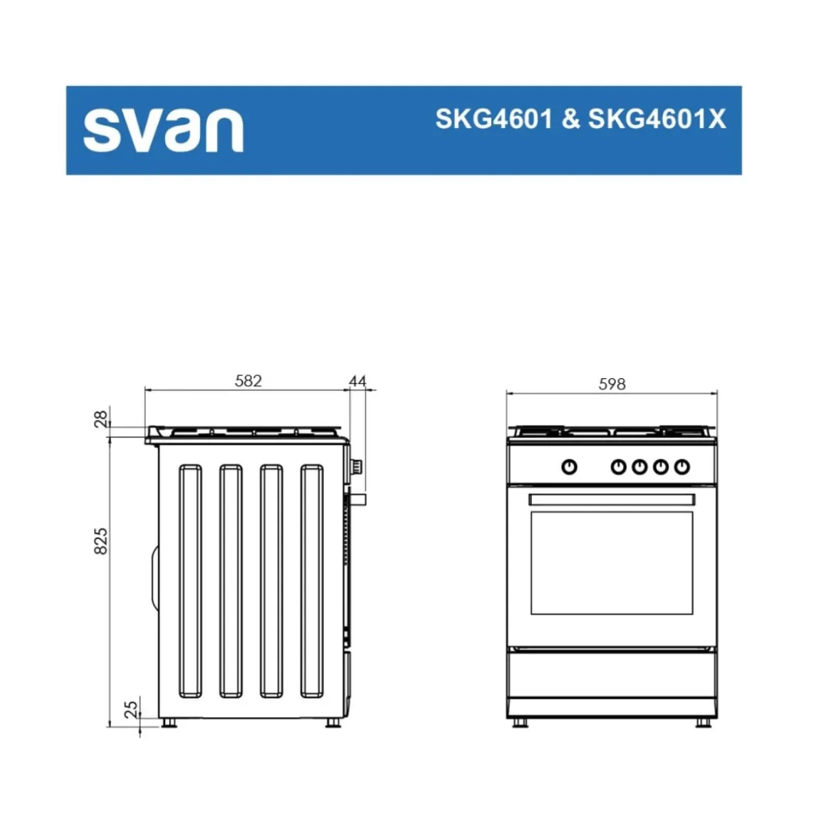 Cocina de gas Svan SKG4601 4 zonas 59L blanco 60 cm
