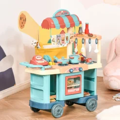 Cocina de juguete Burguer carrito + caja registradora multicolor 90,5x79,5x33 cm