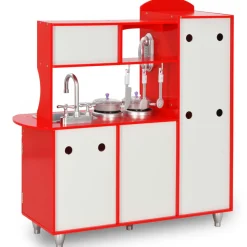 Cocina de juguete con accesorios +36 meses rojo 89x80x31 cm