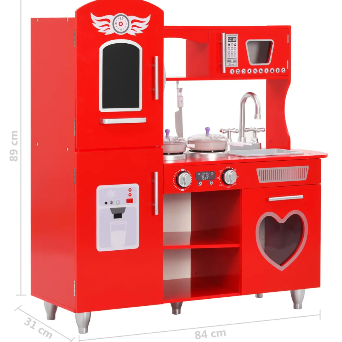 Cocina de juguete con accesorios +36 meses rojo 89x80x31 cm