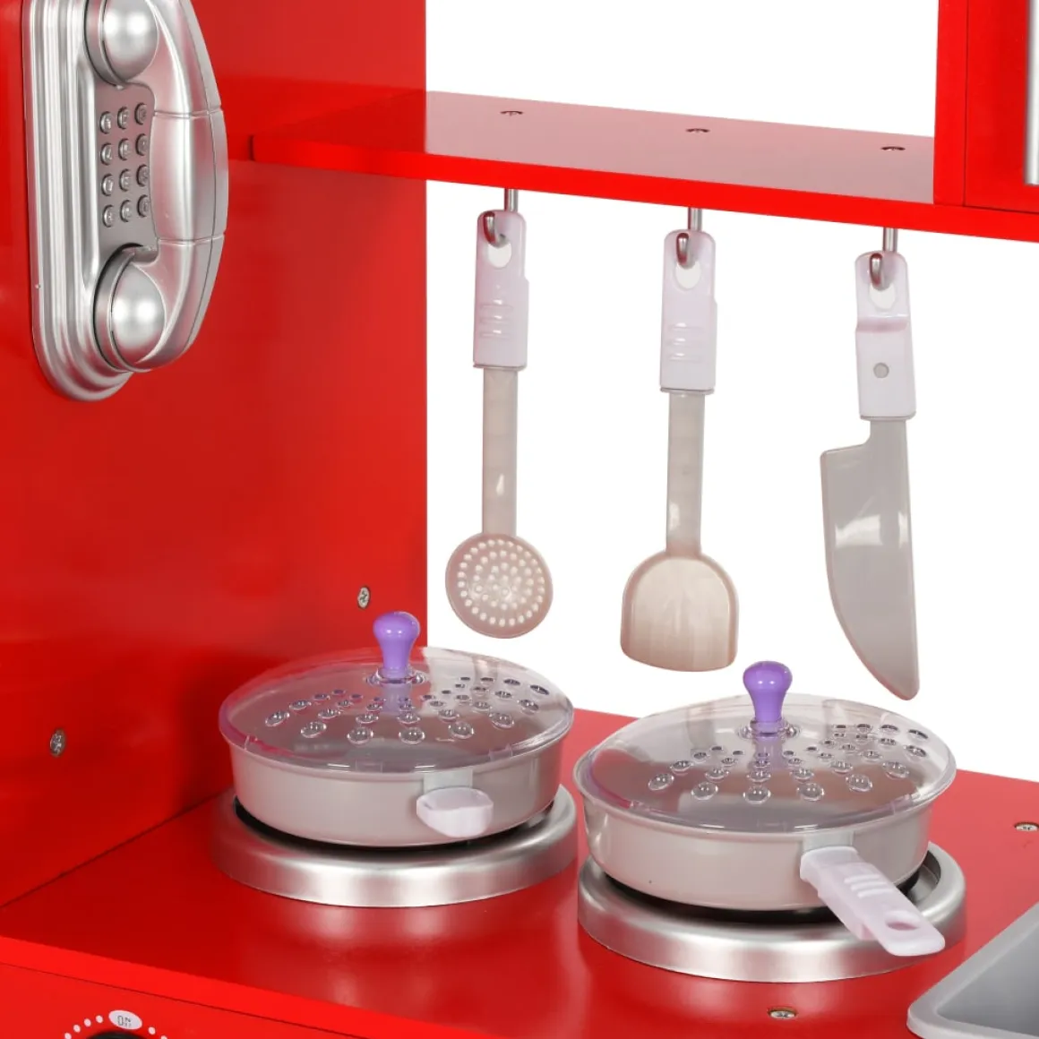 Cocina de juguete con accesorios +36 meses rojo 89x80x31 cm