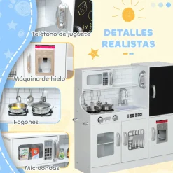 Cocina de juguete Max Aiyaplay + utensilios blanco 81x83,8x26,8 cm