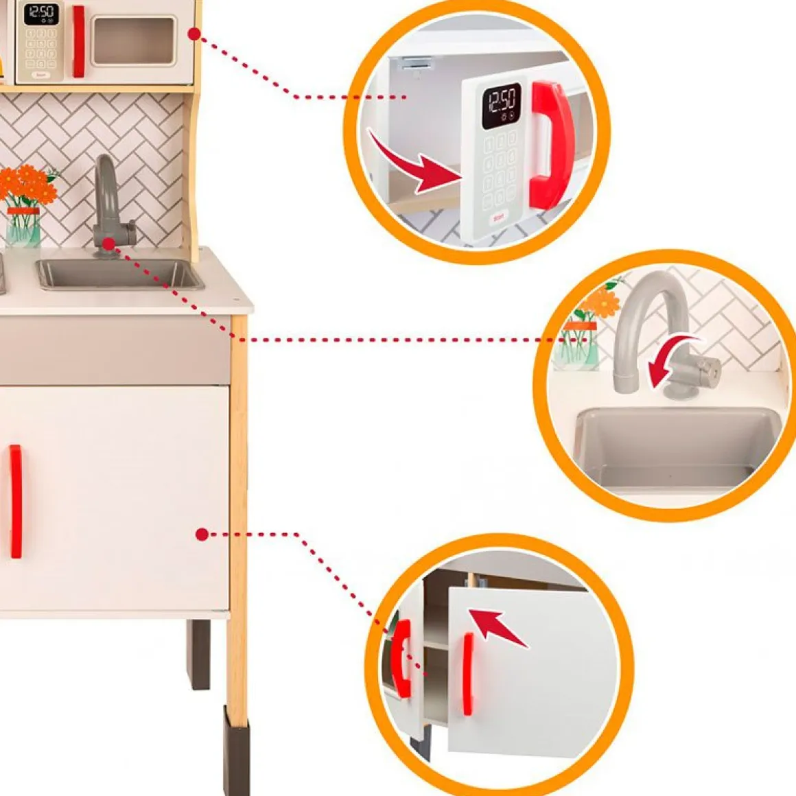 Cocina de juguete Woomax 5 accesorios luces y sonidos +3A gris 94,5x59,5x30 cm