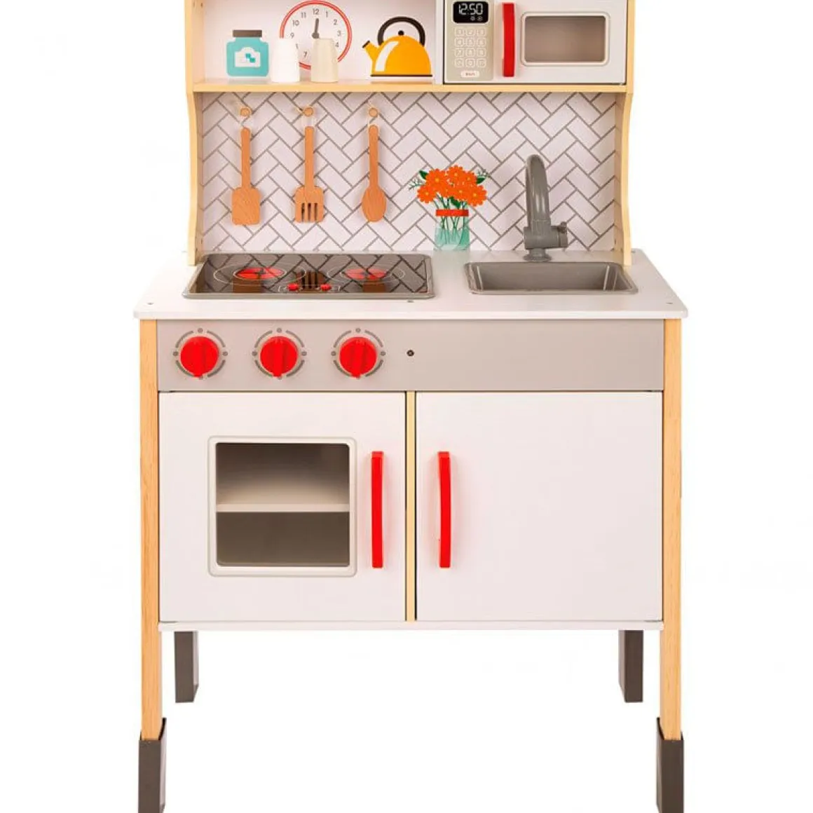 Cocina de juguete Woomax 5 accesorios luces y sonidos +3A gris 94,5x59,5x30 cm