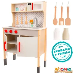 Cocina de juguete Woomax 5 accesorios luces y sonidos +3A gris 94,5x59,5x30 cm