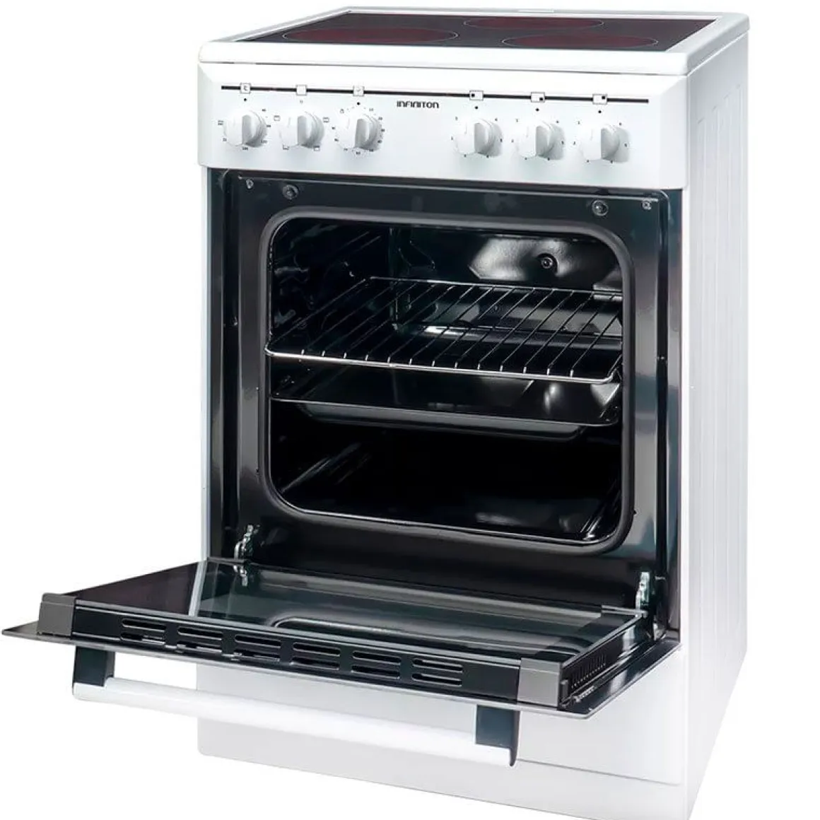 Cocina eléctrica CC-V350G Infiniton vitrocerámica+horno eléctrico 48L blanco/negro 85,5x50x56,5 cm