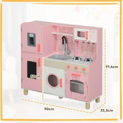 Cocina infantil Amapola Aiyaplay luces + sonidos rosa 91,6x90x33,3 cm