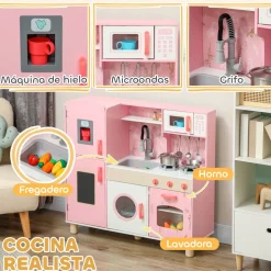 Cocina infantil Amapola Aiyaplay luces + sonidos rosa 91,6x90x33,3 cm