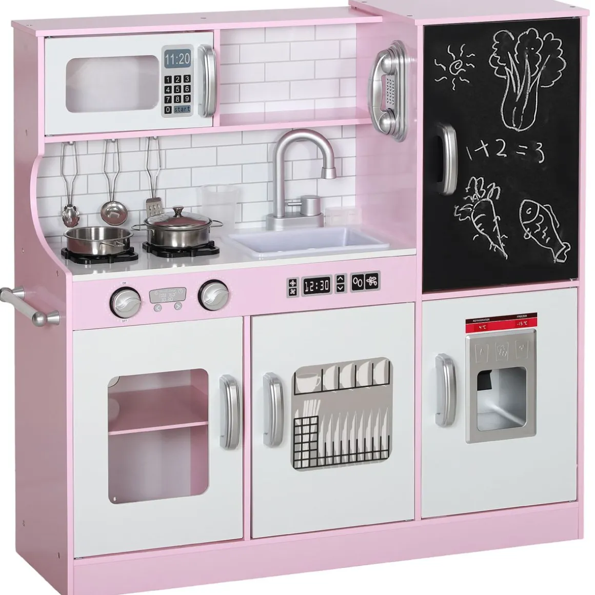 Cocina infantil Cook Aiyaplay microondas + máquina de hielo rosa 81x83,8x26,8 cm