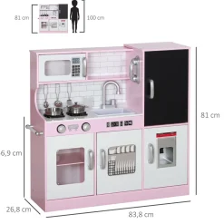 Cocina infantil Cook Aiyaplay microondas + máquina de hielo rosa 81x83,8x26,8 cm