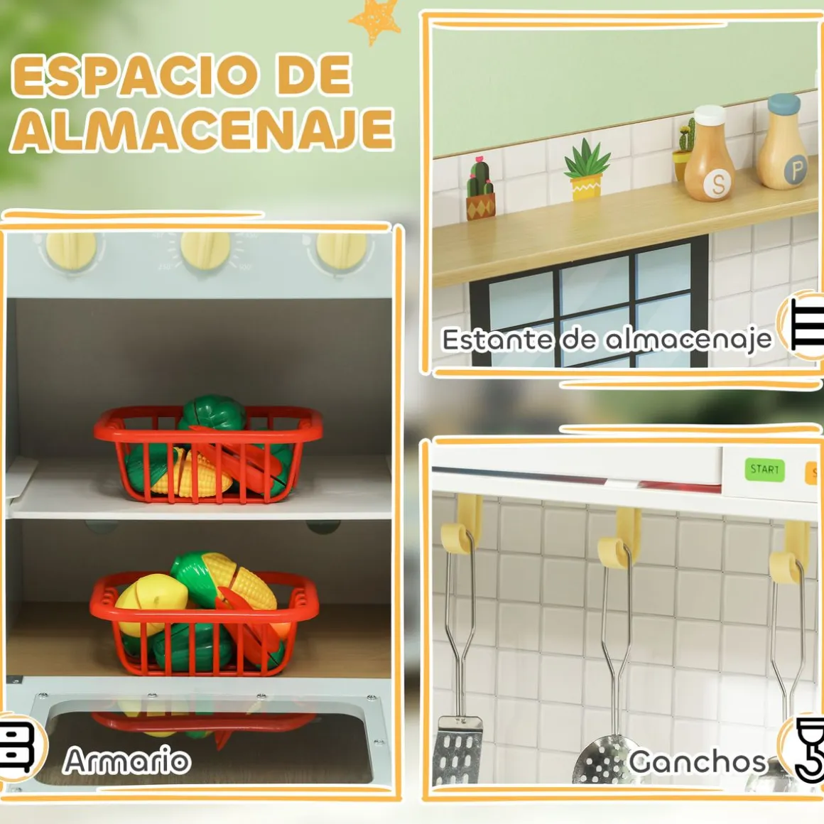 Cocina infantil Maurice Aiyaplay +3A microondas + horno azul 85,2x72x33 cm