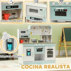 Cocina infantil Piñas Aiyaplay accesorios +3A blanco 90,4x88,6x31,7 cm