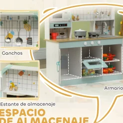 Cocina infantil Piñas Aiyaplay accesorios +3A blanco 90,4x88,6x31,7 cm