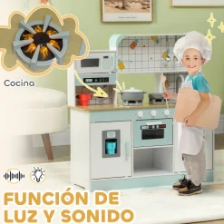 Cocina infantil Piñas Aiyaplay accesorios +3A blanco 90,4x88,6x31,7 cm