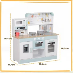 Cocina infantil Piñas Aiyaplay accesorios +3A blanco 90,4x88,6x31,7 cm