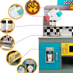 Cocina y comedor de juguete Woomax 14 accesorios luces y sonidos +3A multicolor 104x96x58 cm