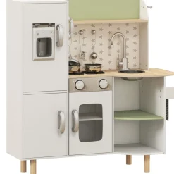 Cocinita infantil Aiyaplay con utensilios madera 3-6A blanco 89x84x34 cm