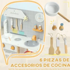 Cocinita infantil Rhio Aiyaplay con sonidos + accesorios +3A gris 82x57x26 cm