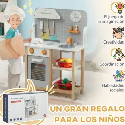 Cocinita infantil Rhio Aiyaplay con sonidos + accesorios +3A gris 82x57x26 cm