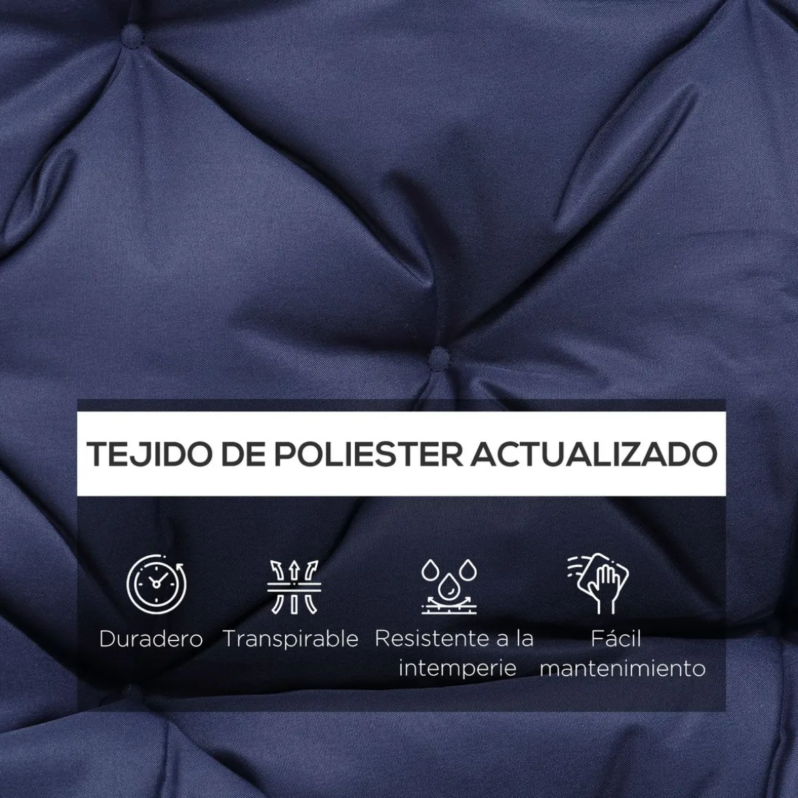 Cojín para asiento Outsunny con respaldo 3 plazas 26,5x48,5x8,5 cm