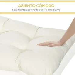 Cojín para banco Outsunny 2 plazas crema 8x110x48 cm