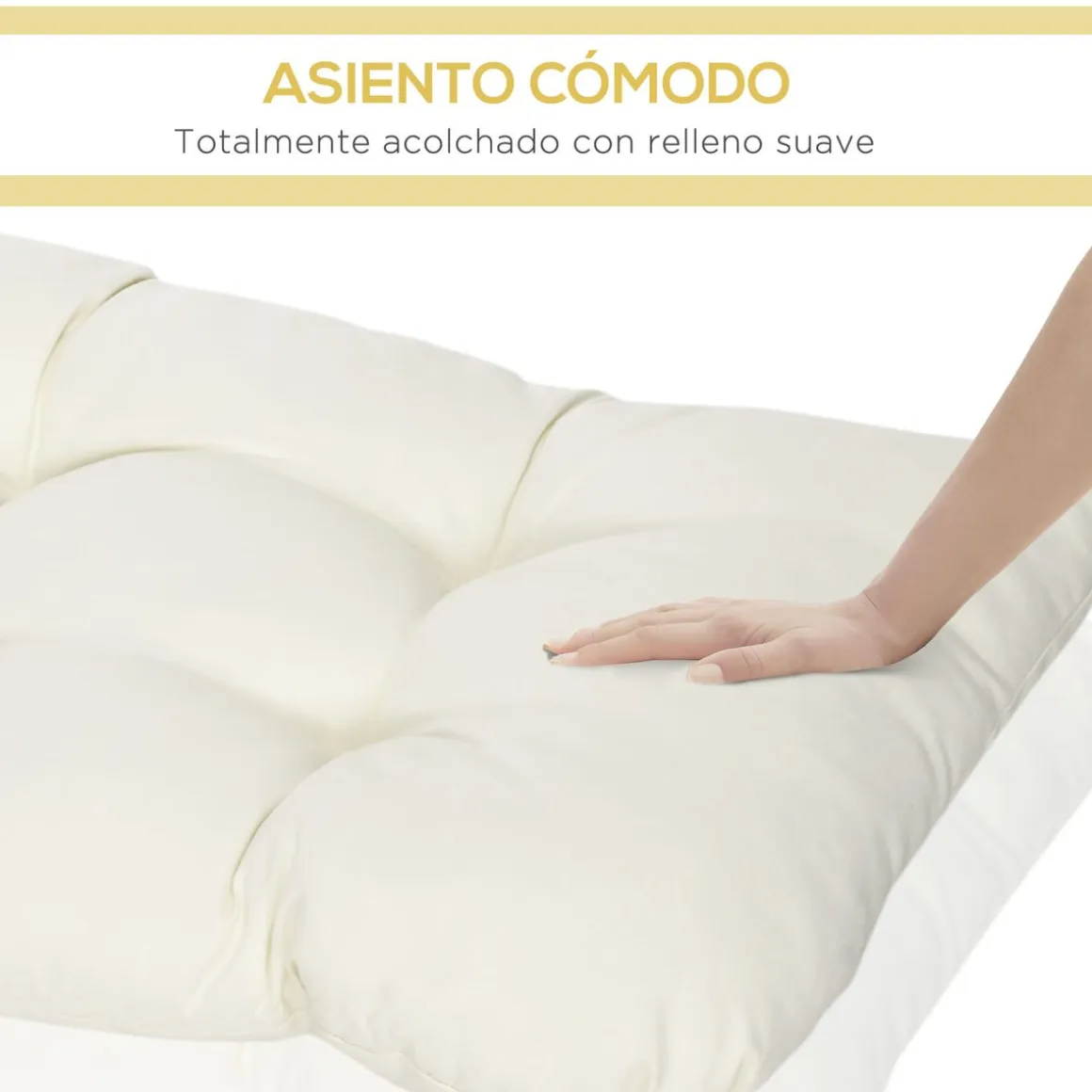 Cojín para banco Outsunny 2 plazas crema 8x110x48 cm