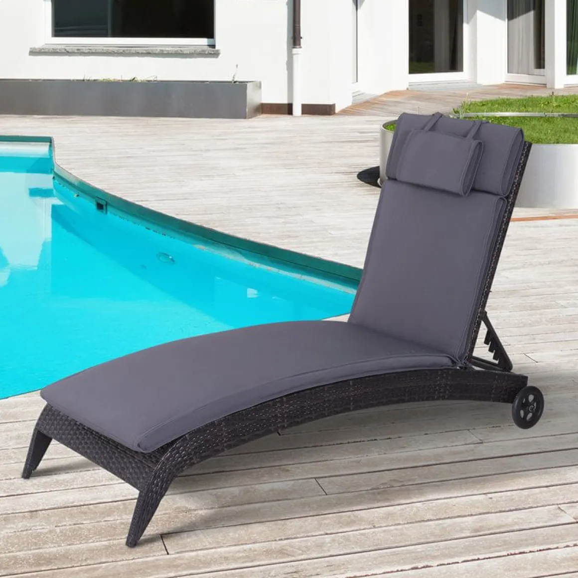 Cojín para tumbona Outsunny con reposacabezas 5x53x198 cm
