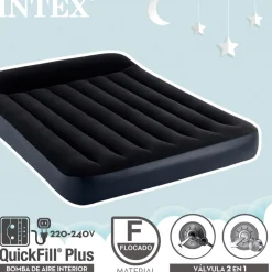 Colchón hinchable Dura-Beam Standard Intex 2 personas con bomba eléctrica negro 197x191 cm