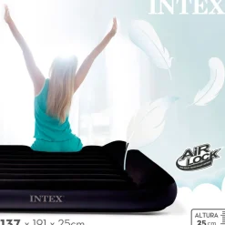 Colchón hinchable Dura-Beam Standard Intex 2 personas con bomba eléctrica negro 197x191 cm