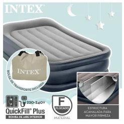 Colchón hinchable Dura-Beam Plus Deluxe Pillow con bomba gris 42x99x191 cm