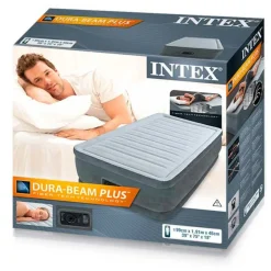 Colchón hinchable individual Dura-Beam Plus Intex con bomba eléctrica gris 46x99x191 cm
