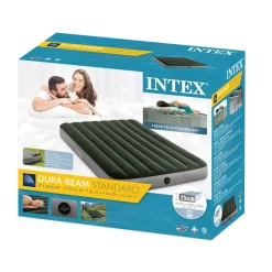 Colchón hinchable Intex Downy Full 2 personas bomba de pie gris 25x137x192 cm