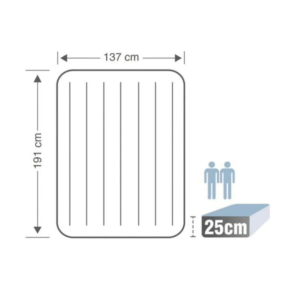 Colchón hinchable Intex Downy Full 2 personas bomba de pie gris 25x137x192 cm