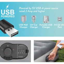 Colchón hinchable Intex Mid Rise Comfort plus 2 personas + bomba con USB gris 36x152x203 cm