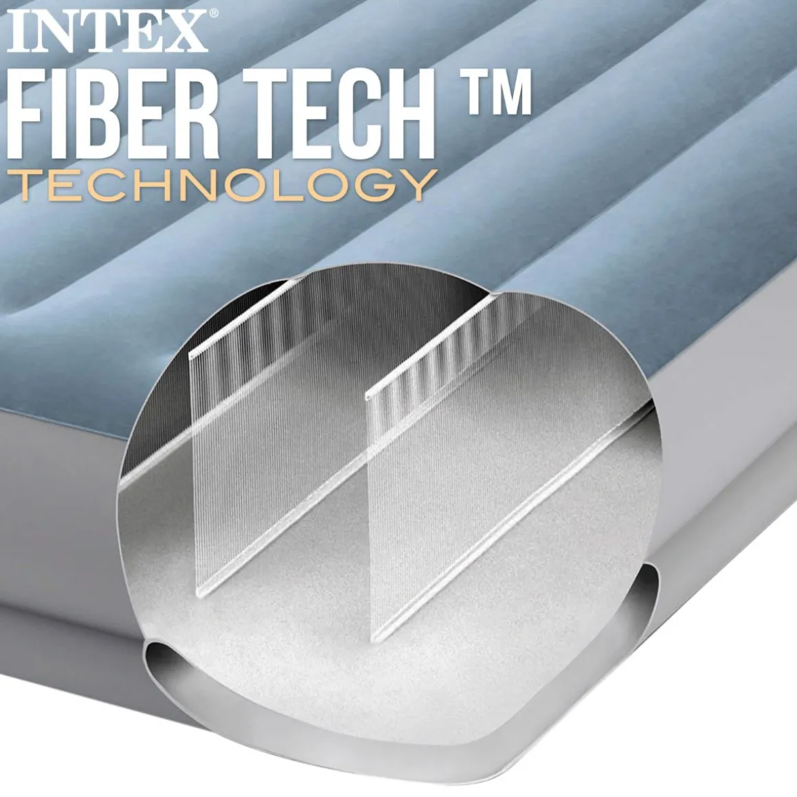 Colchón hinchable Intex Mid Rise Comfort plus 2 personas + bomba con USB gris 36x152x203 cm