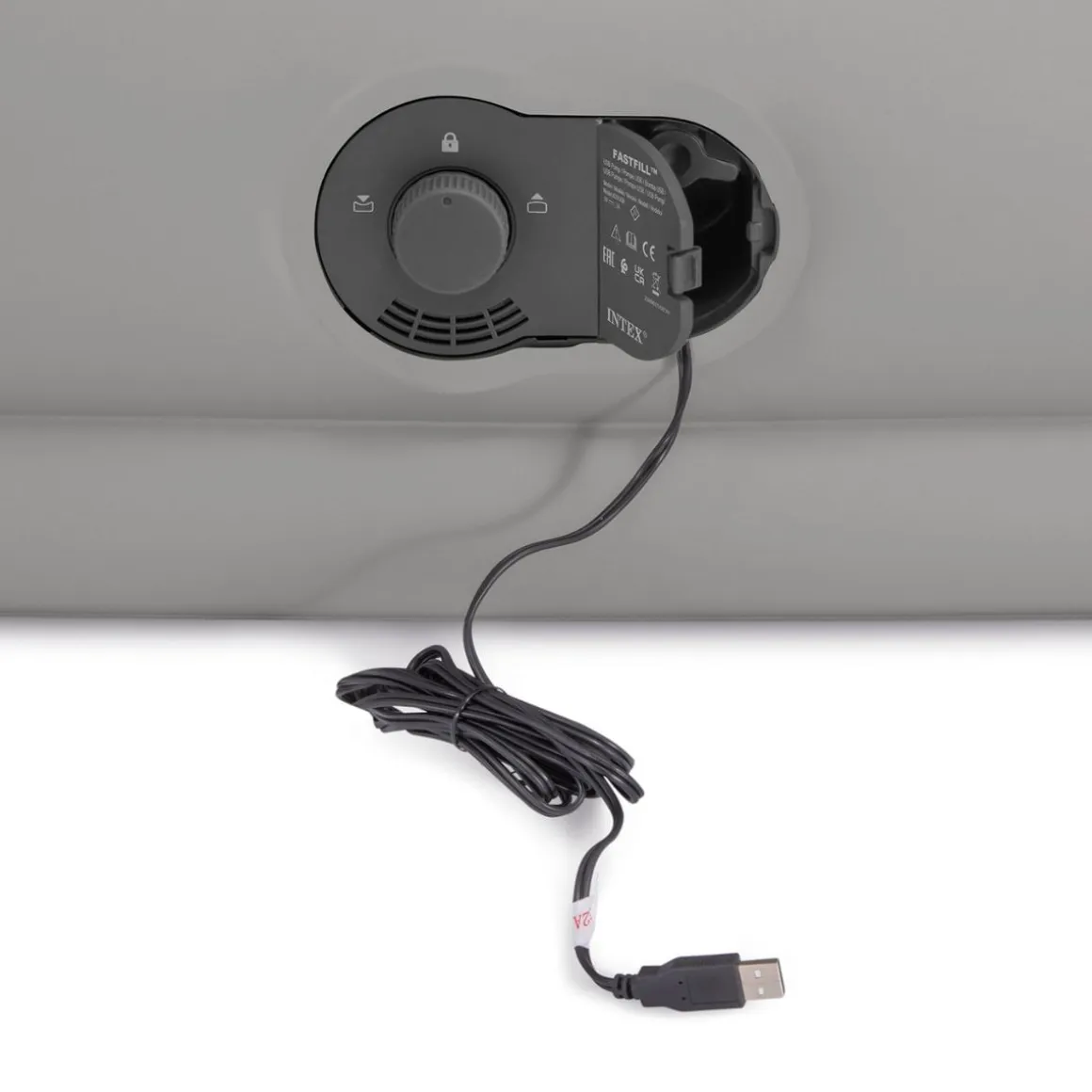 Colchón hinchable Intex Mid Rise Comfort plus 2 personas + bomba con USB gris 36x152x203 cm