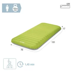 Colchón hinchable Intex TPU Camping Mat individual hinchador USB verde 17x76x191 cm
