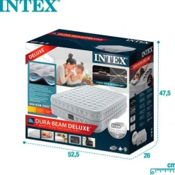 Colchón hinchable Supreme Air Flow Intex 2 usuarios con hinchador eléctrico gris 51x152x203 cm