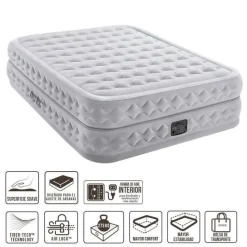 Colchón hinchable Supreme Air Flow Intex 2 usuarios con hinchador eléctrico gris 51x152x203 cm