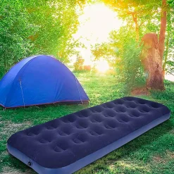 Colchón inflable Avenli 1 persona superficie flocada azul 73x191 cm