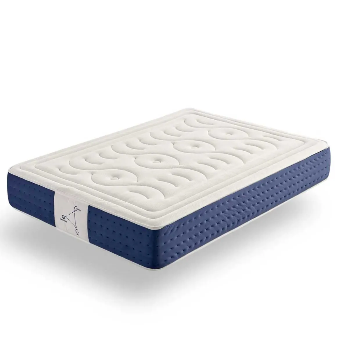 Colchón visco Memory Sistem Plus núcleo Flexcel con visco grafeno blanco/azul 30 cm