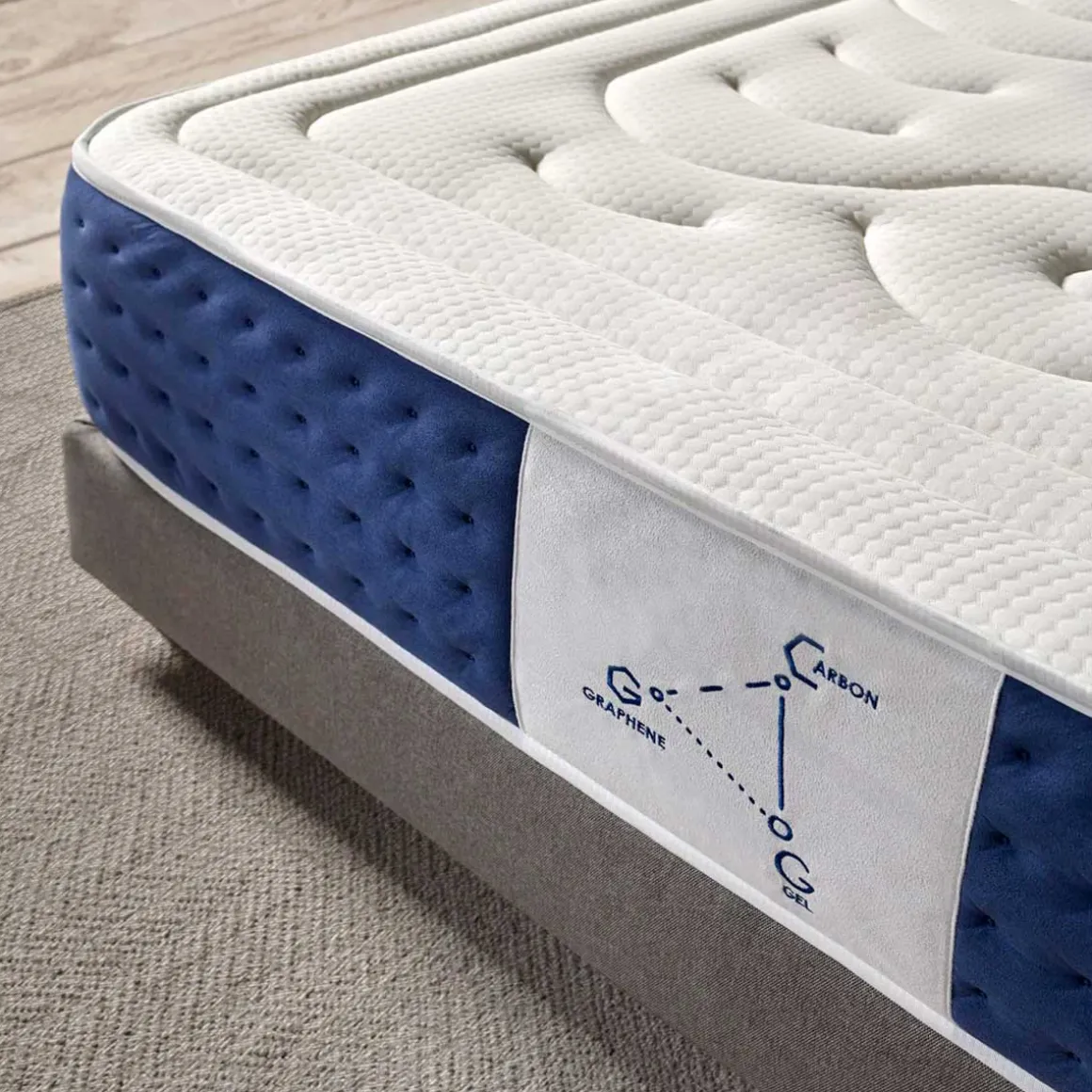 Colchón visco Memory Sistem Plus núcleo Flexcel con visco grafeno blanco/azul 30 cm