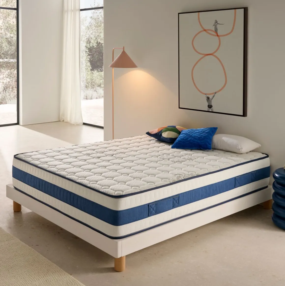 Colchón viscoelástico Luxury Air Balance núcleo HR blanco/azul 30 cm