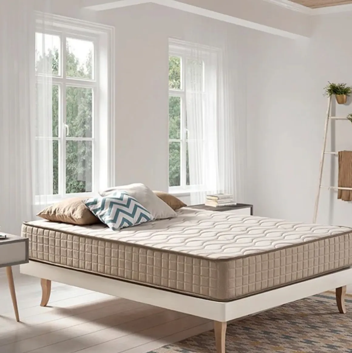 Colchón viscoelástico Tencel núcleo micropartículas de carbono beige 20 cm