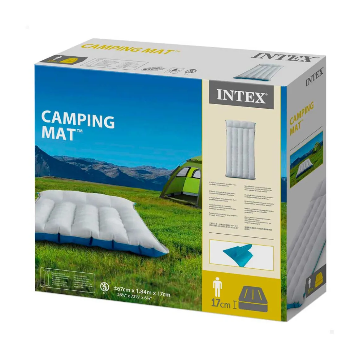 Colchoneta hinchable Intex gris/azul 17x67x184 cm