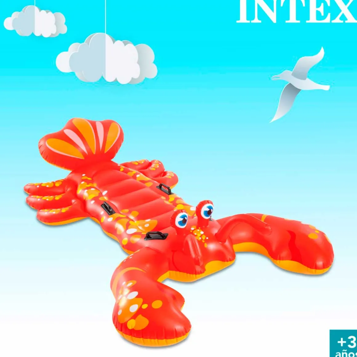 Colchoneta hinchable Intex langosta 4 asas +3A rojo 137x213 cm