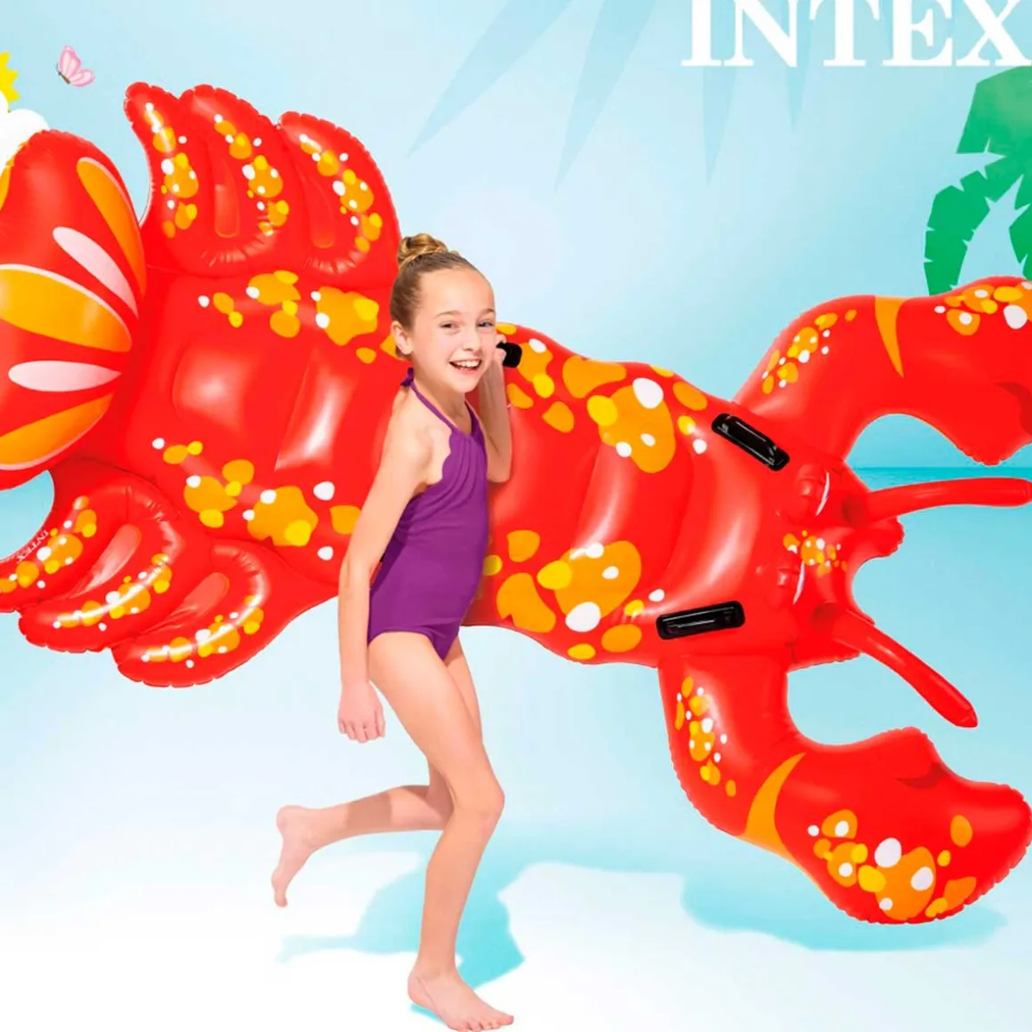 Colchoneta hinchable Intex langosta 4 asas +3A rojo 137x213 cm